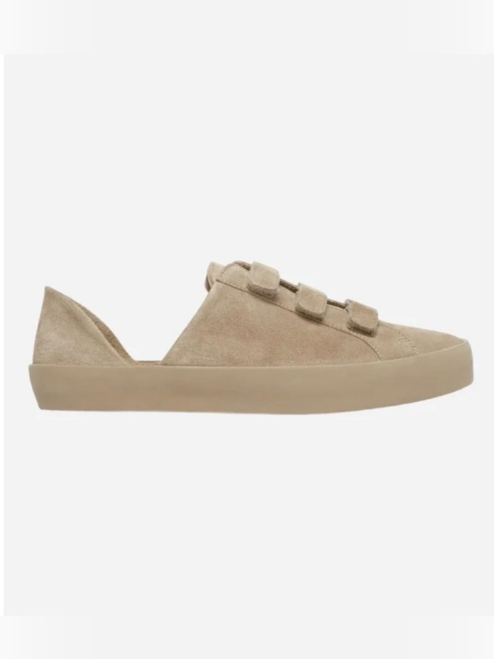Frēda Salvador Suede Velcro Slip-On Sneaker in Beige